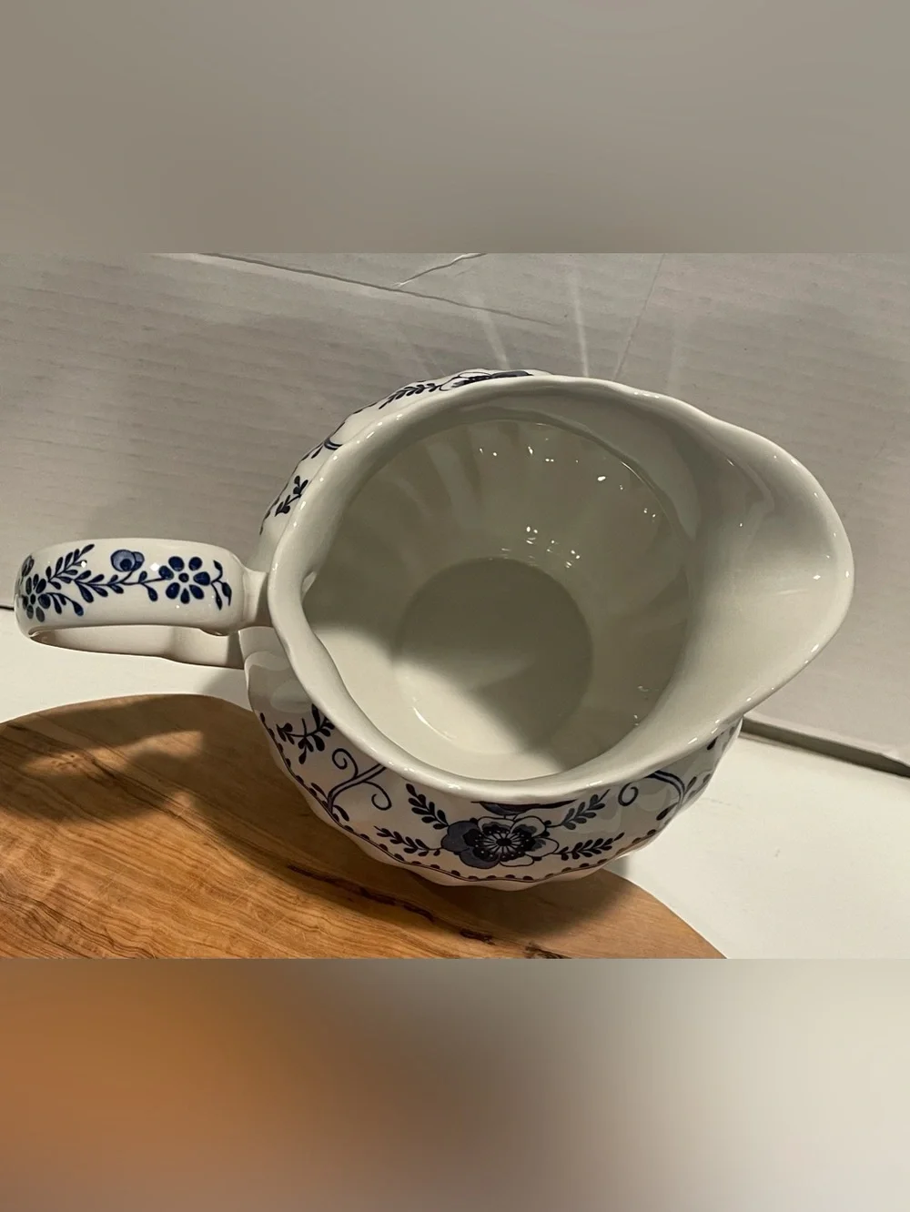 Blue and White Floral Pattern Pitcher - Made in England